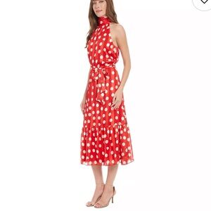 London Fog Red Polka Dot Halter Dress